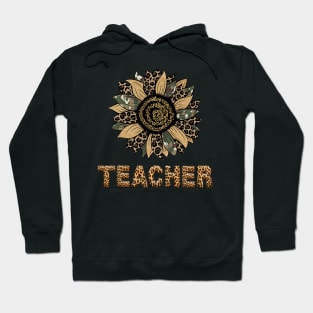 Cute Sunflower Leopard Teacher Tee Back To School Hoodie